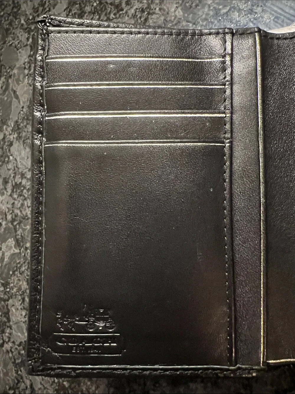 Coach Signature Canvas Trifold Wallet in Black and Beige